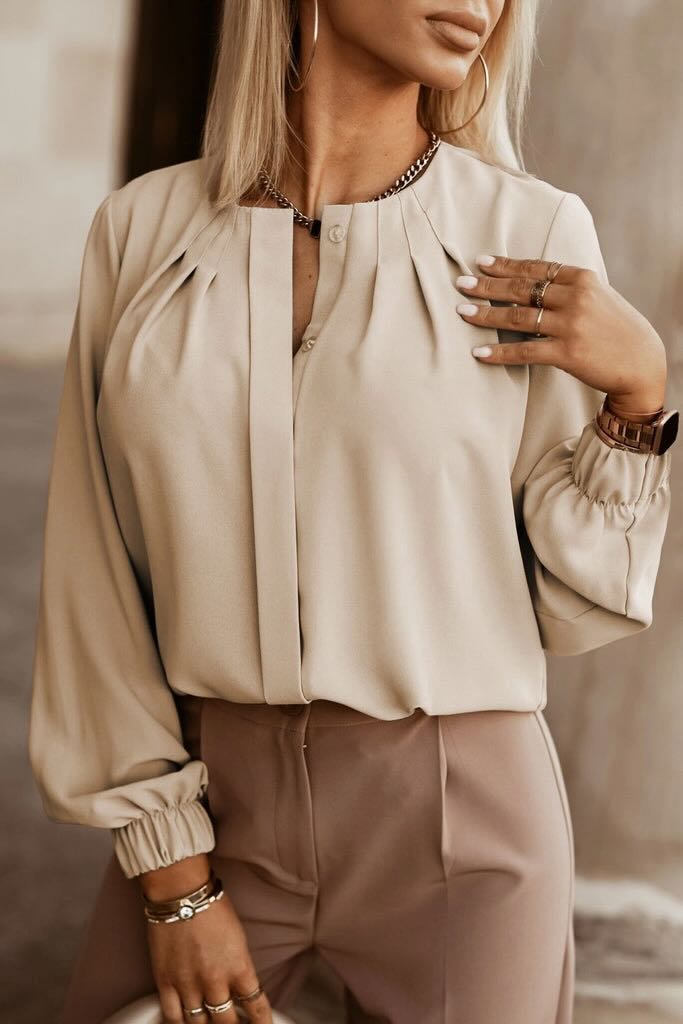 Pleated khaki blouse