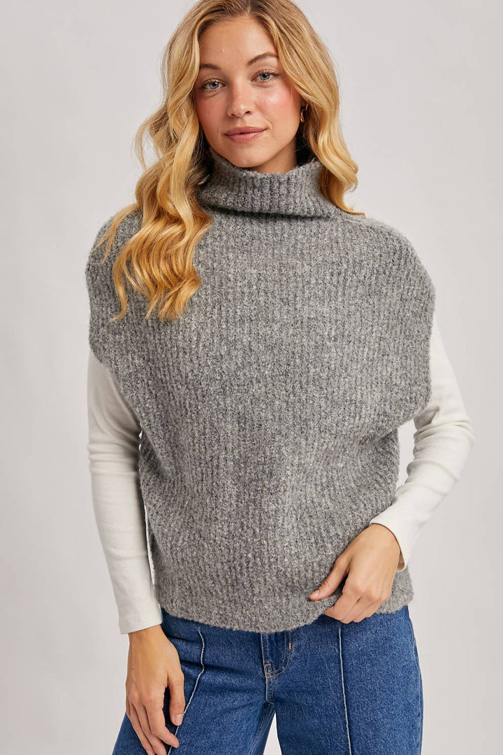 Grey Turtleneck Sweater Vest