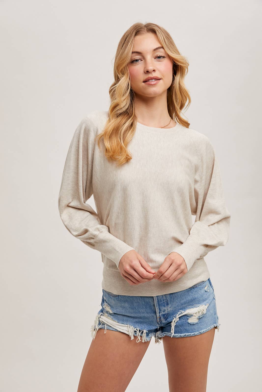 Oatmeal Lightweight Knit Sweater Pullover