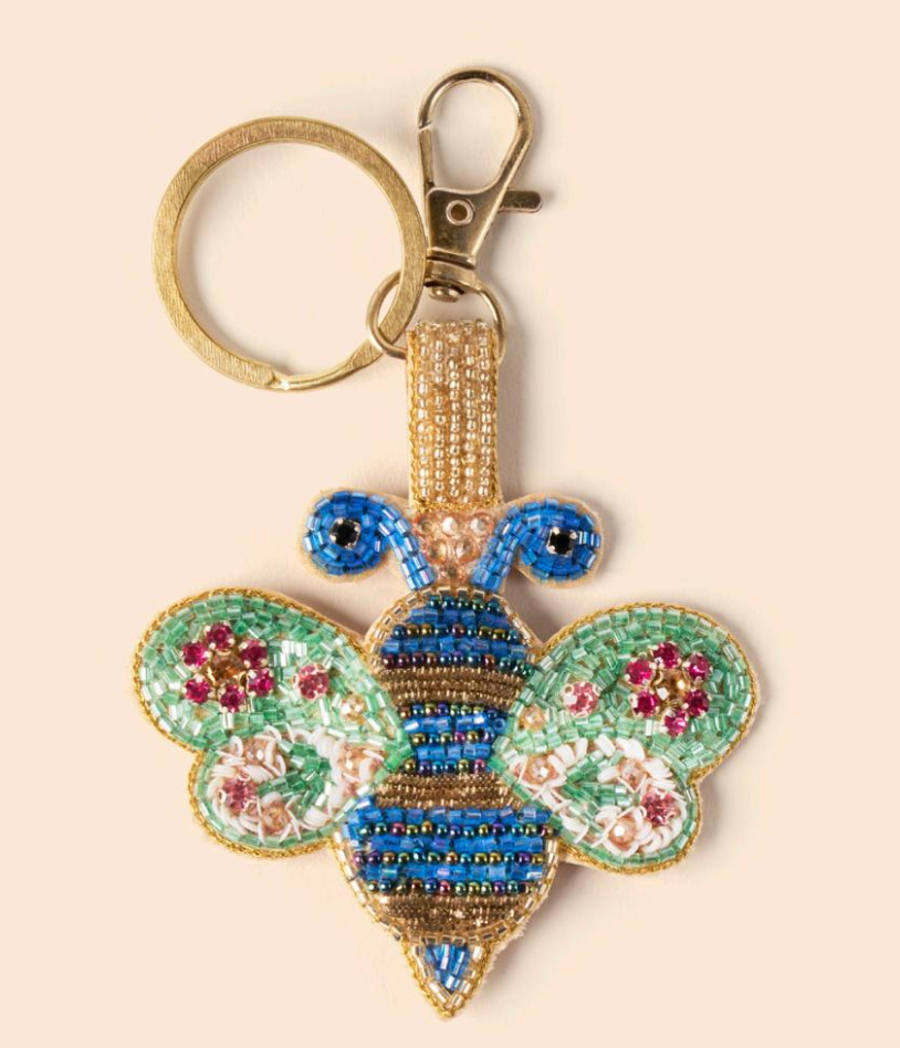 Key ring beaded bee w/gift box