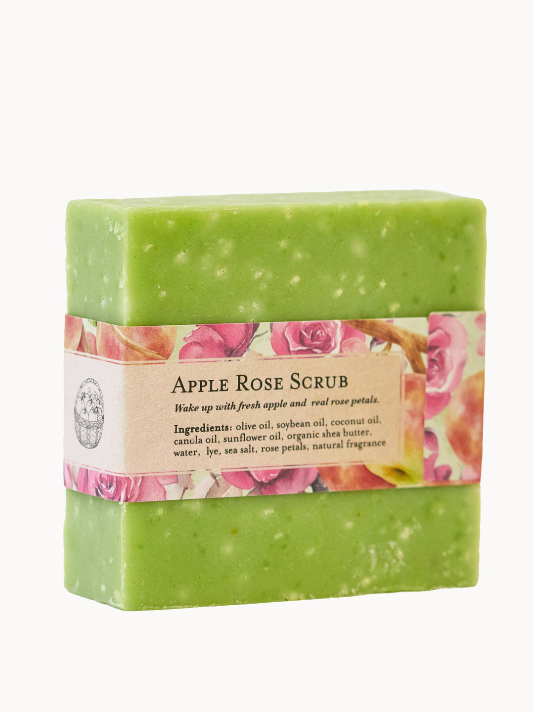 Apple Rose Soap Scrub Bar - Cold Process Natural Ingredients