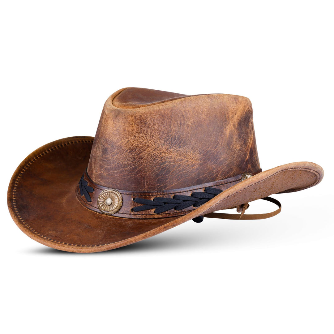 Medium Brown Shapeable Western Brown Leather Outback Cowboy Hat