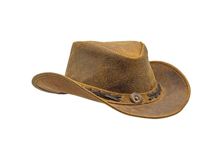 Suede Leather Shapeable Western Brown Leather Outback Cowboy Hat