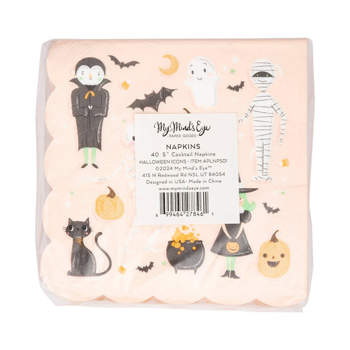 Scallop Halloween Icons Cocktail Napkin