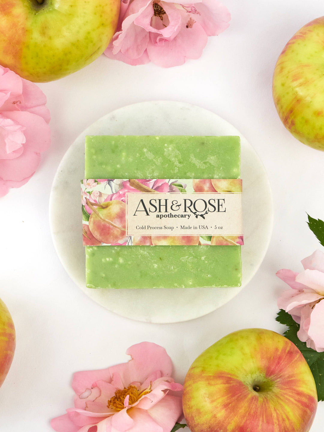 Apple Rose Soap Scrub Bar - Cold Process Natural Ingredients