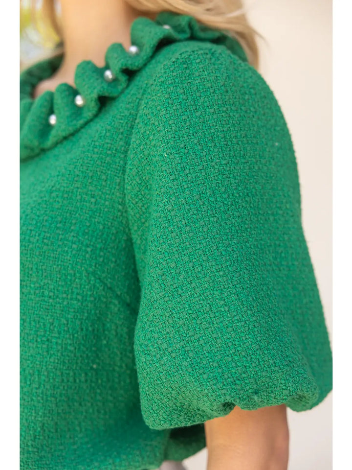 Pearled Green Top