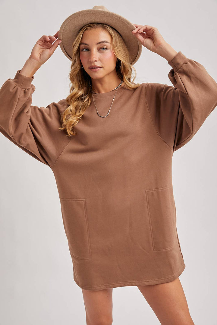 Crew neck sweatshirt oversized with pockets