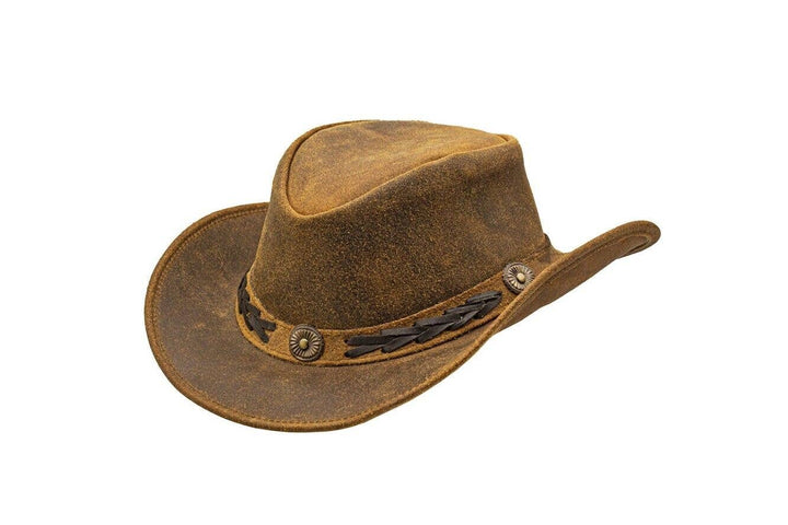 Suede Leather Shapeable Western Brown Leather Outback Cowboy Hat