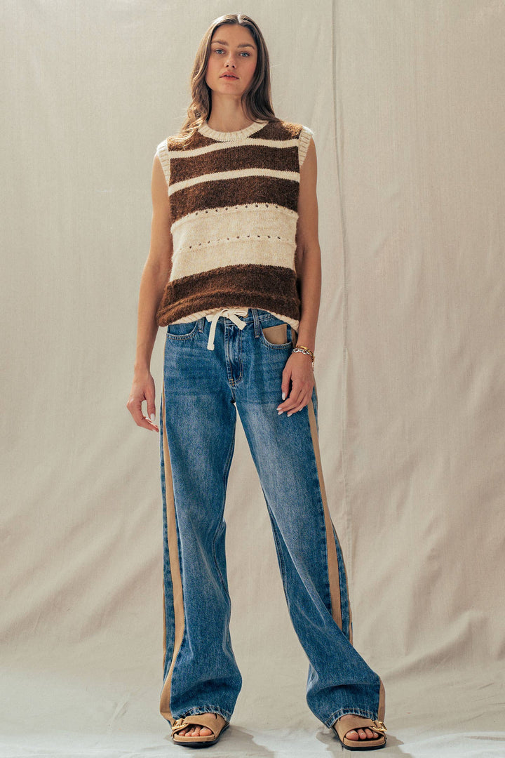 Striped Boho Knit Sweater Vest