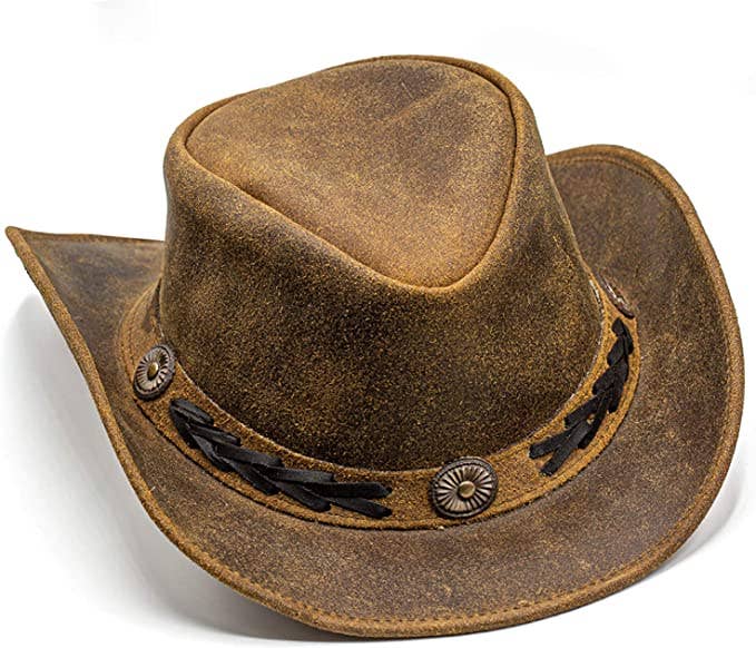 Suede Leather Shapeable Western Brown Leather Outback Cowboy Hat