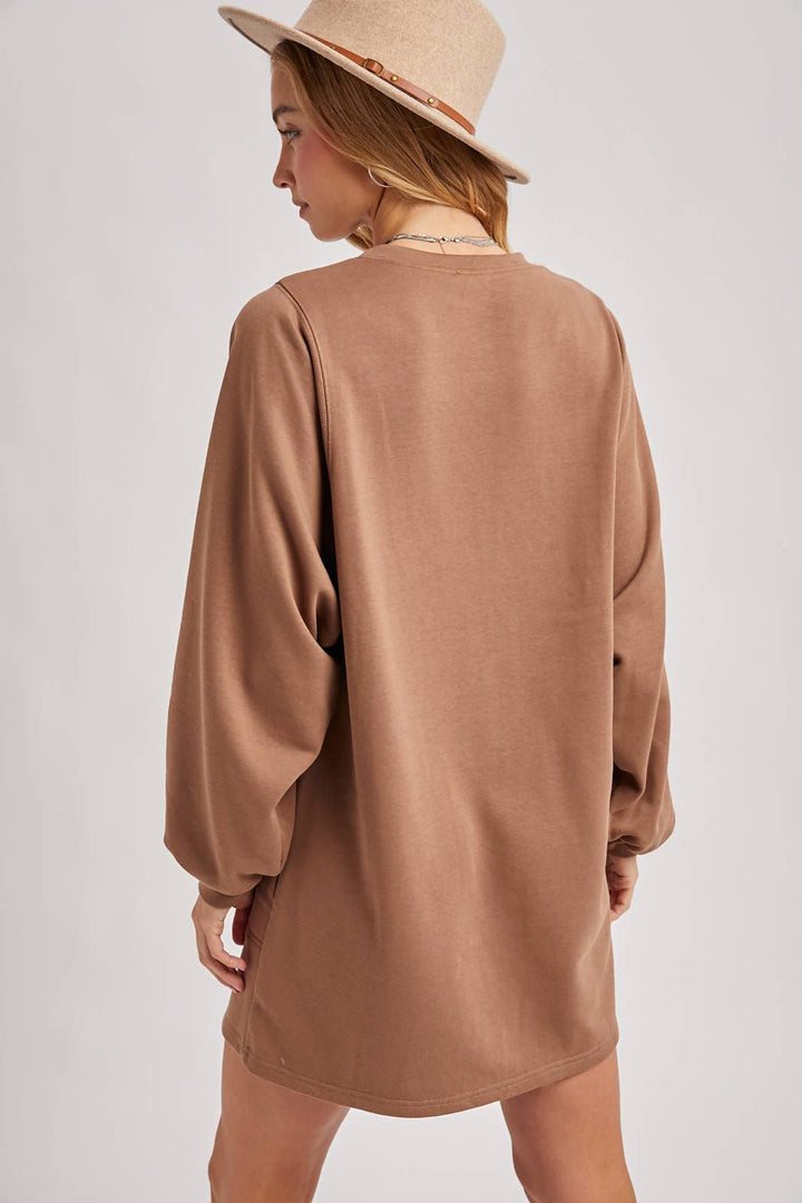 Crew neck sweatshirt oversized with pockets