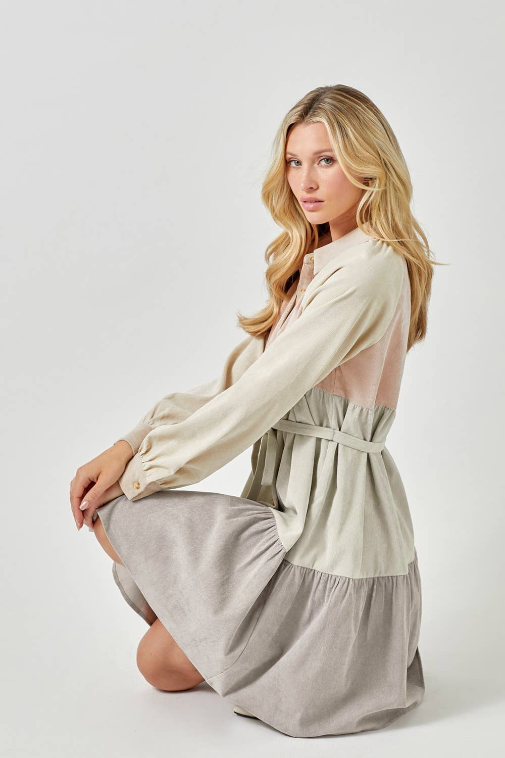 Corduroy Color Block Dress