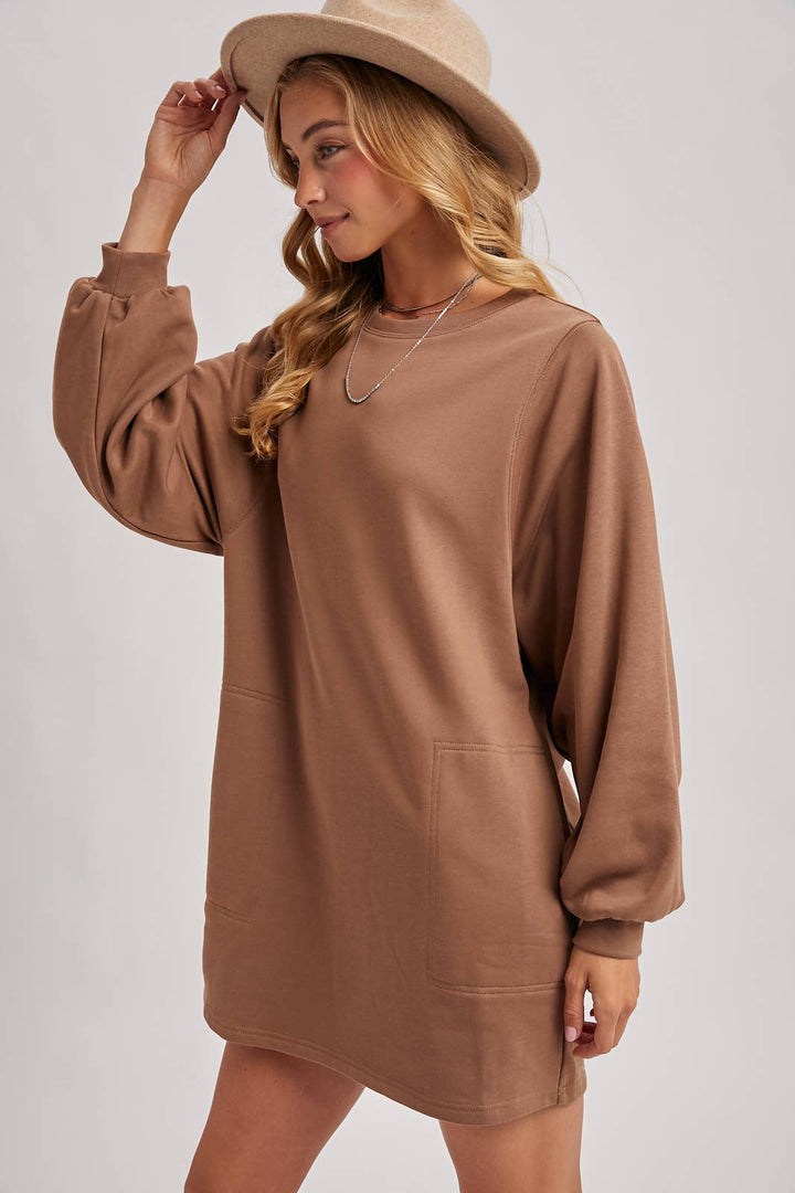 Crew neck sweatshirt oversized with pockets