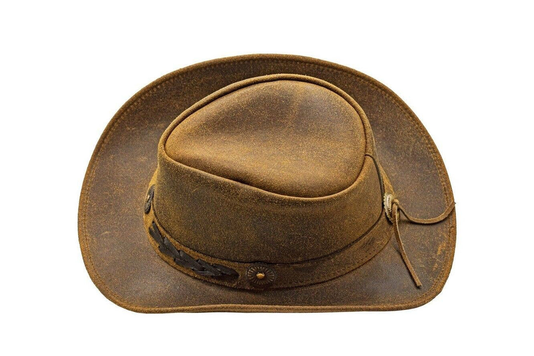 Suede Leather Shapeable Western Brown Leather Outback Cowboy Hat