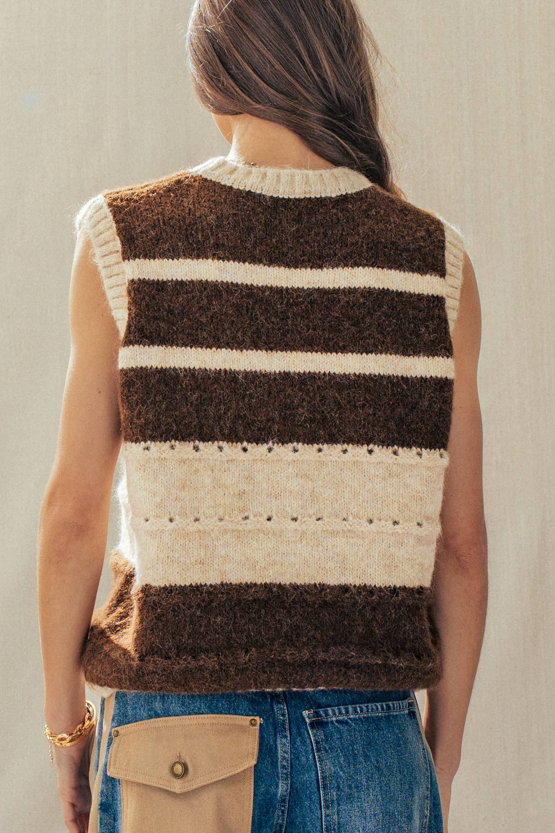 Striped Boho Knit Sweater Vest