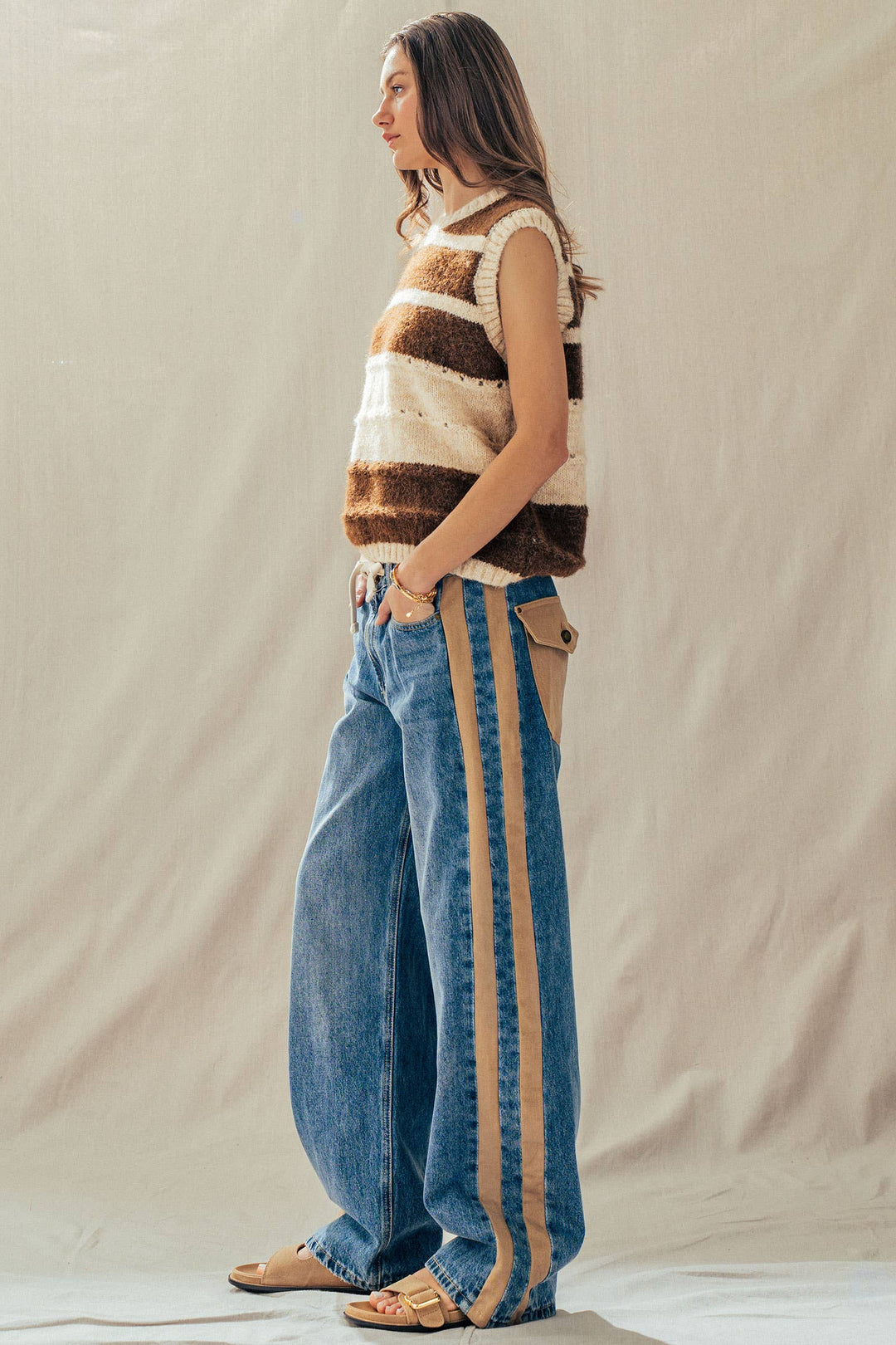 Striped Boho Knit Sweater Vest