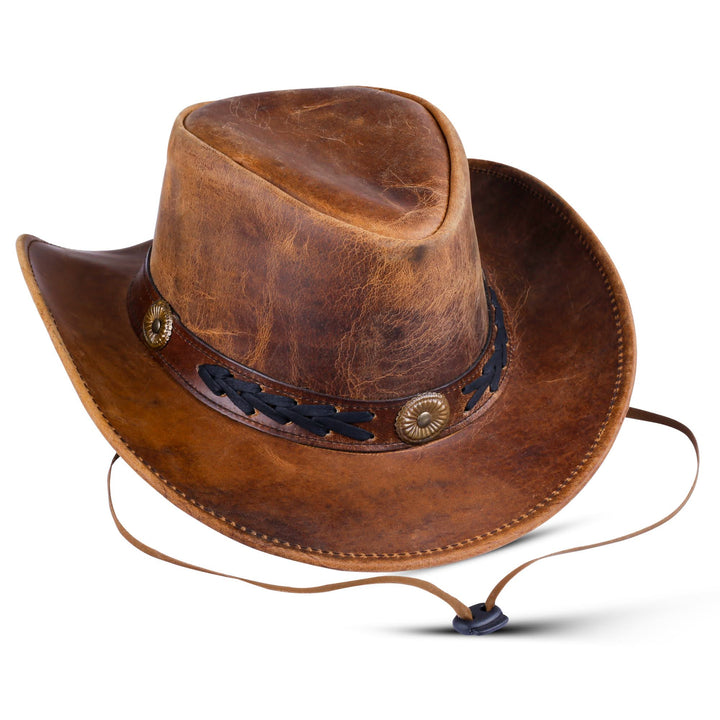 Medium Brown Shapeable Western Brown Leather Outback Cowboy Hat