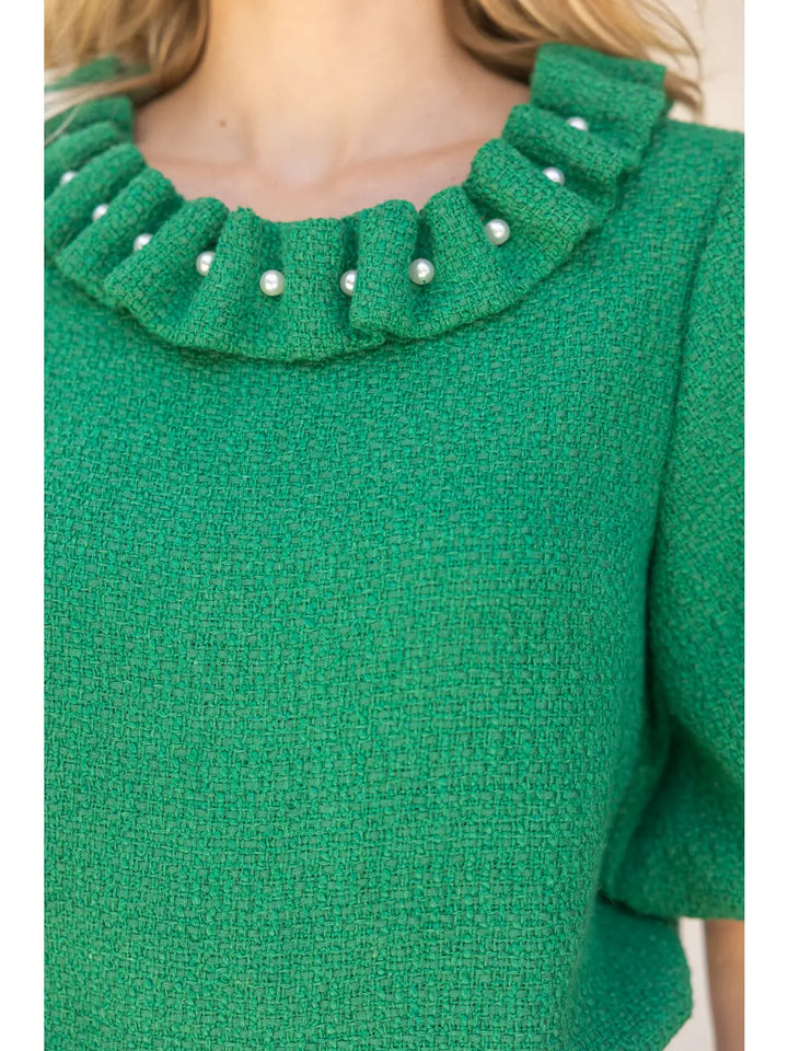 Pearled Green Top