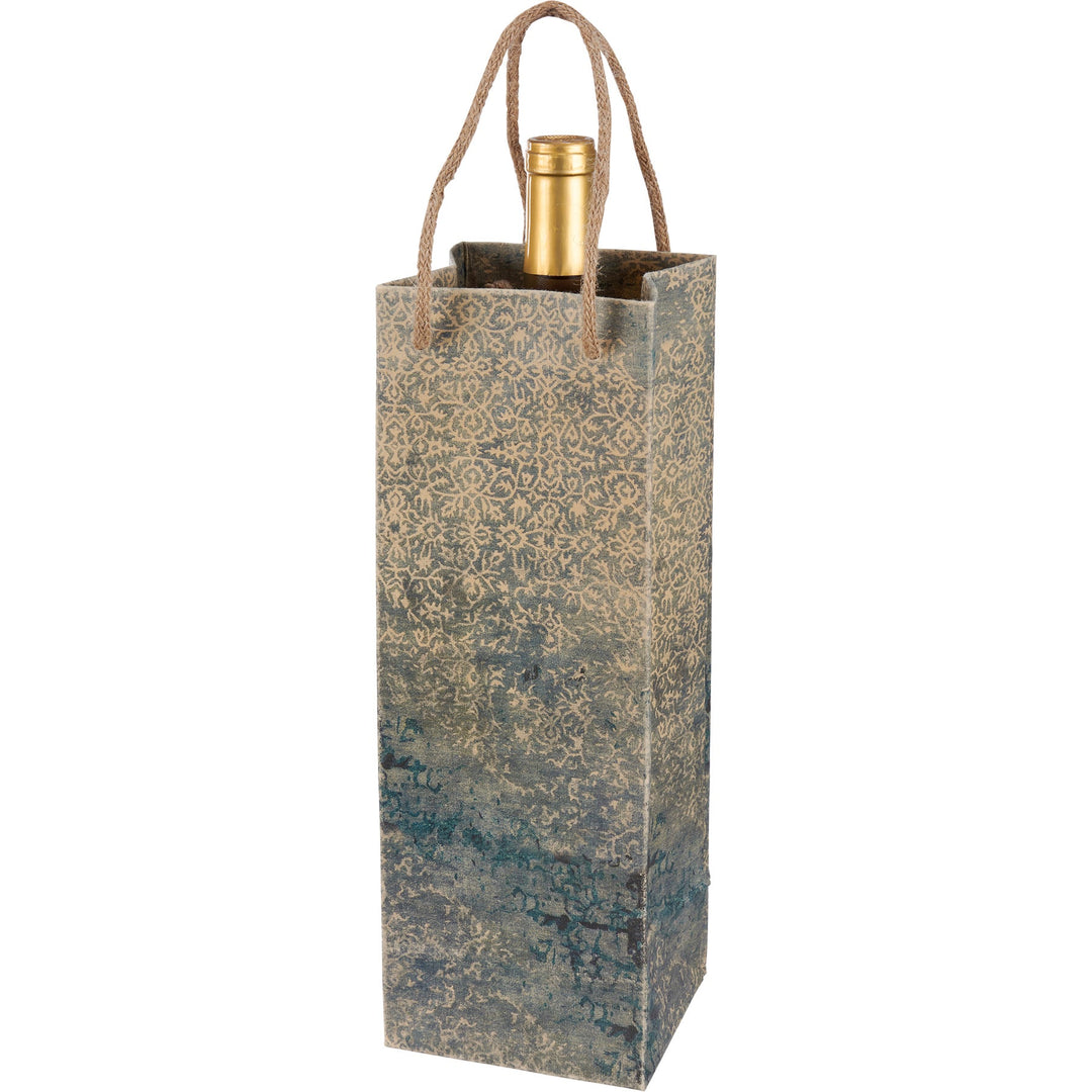 Indigo Scroll wine Bag