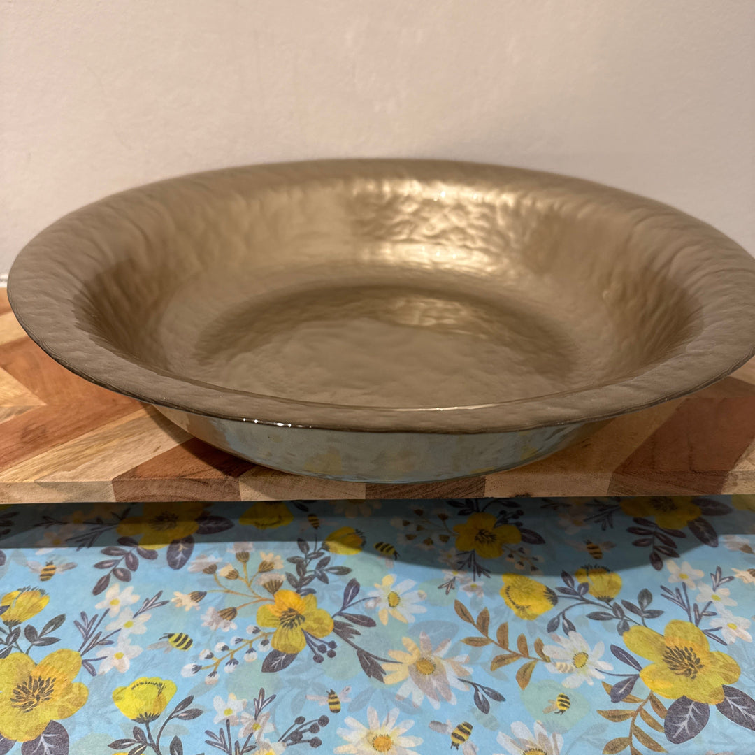Large glass low bowl peuter