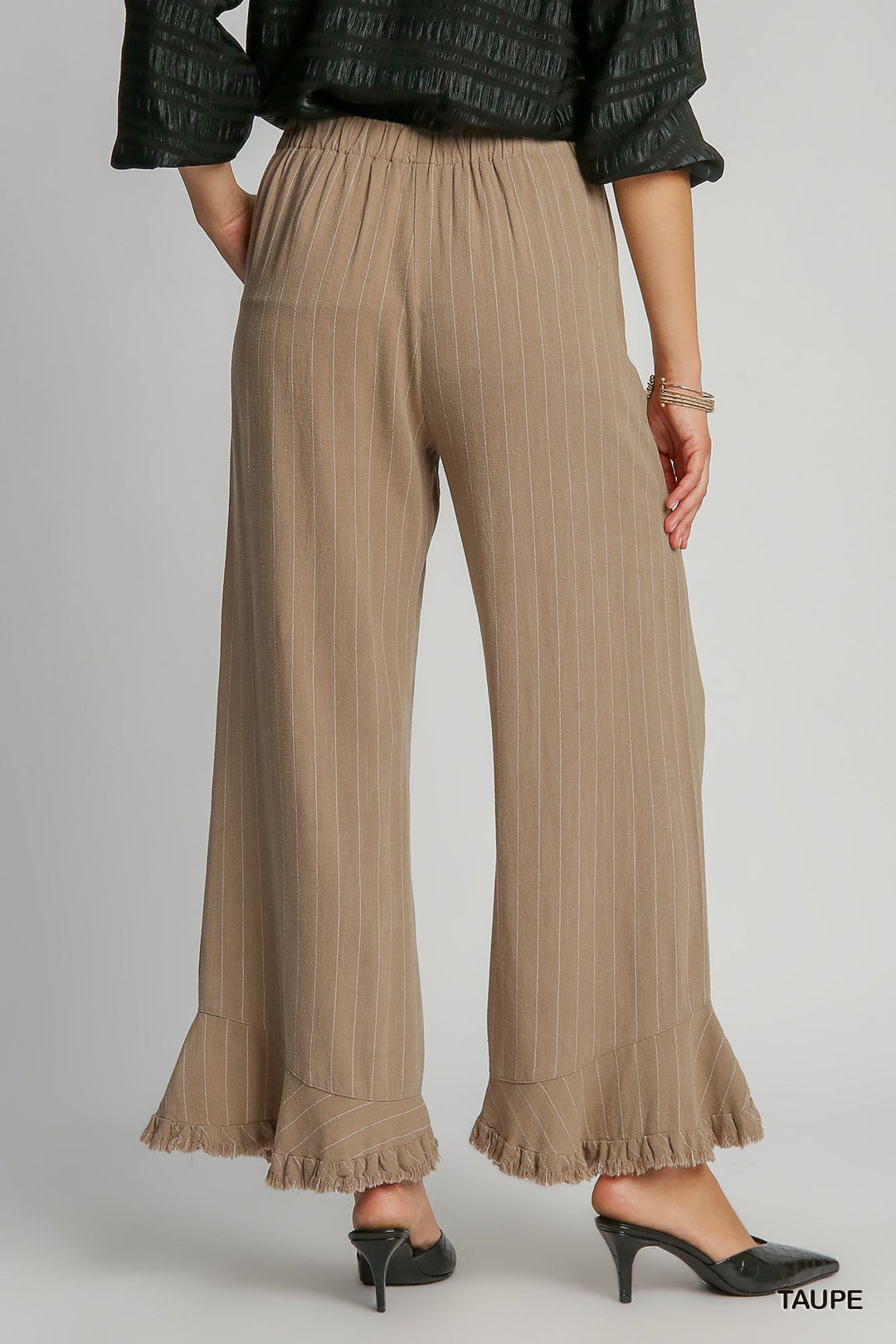 Linen Stripe Pants in Taupe