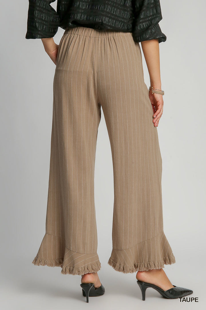 Linen Stripe Pants in Taupe