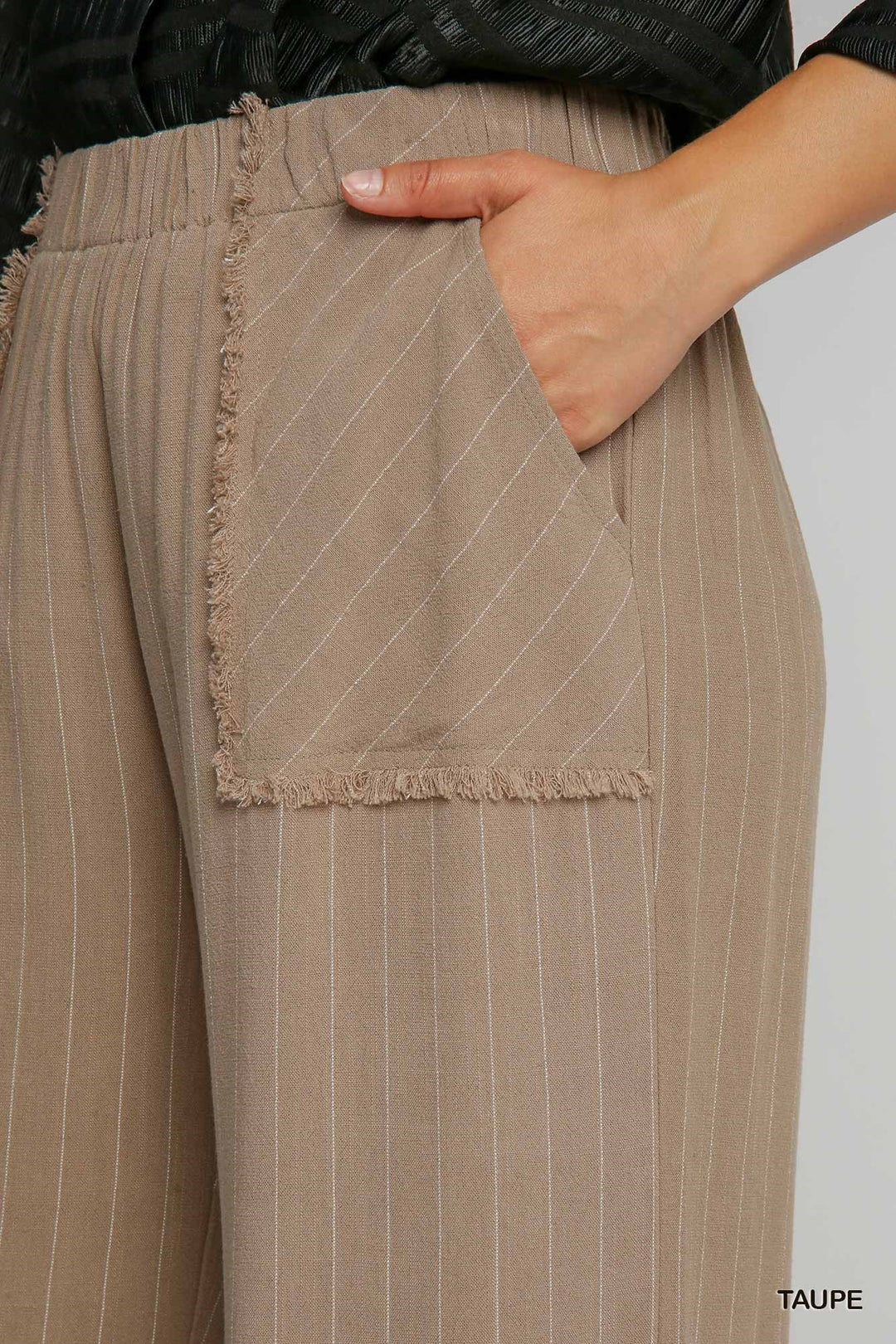 Linen Stripe Pants in Taupe