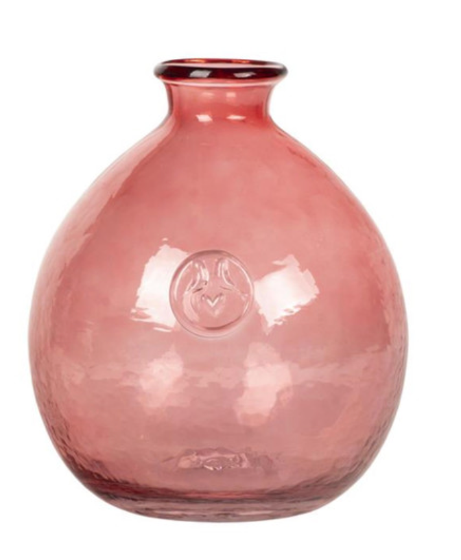 Pink glass vase round
